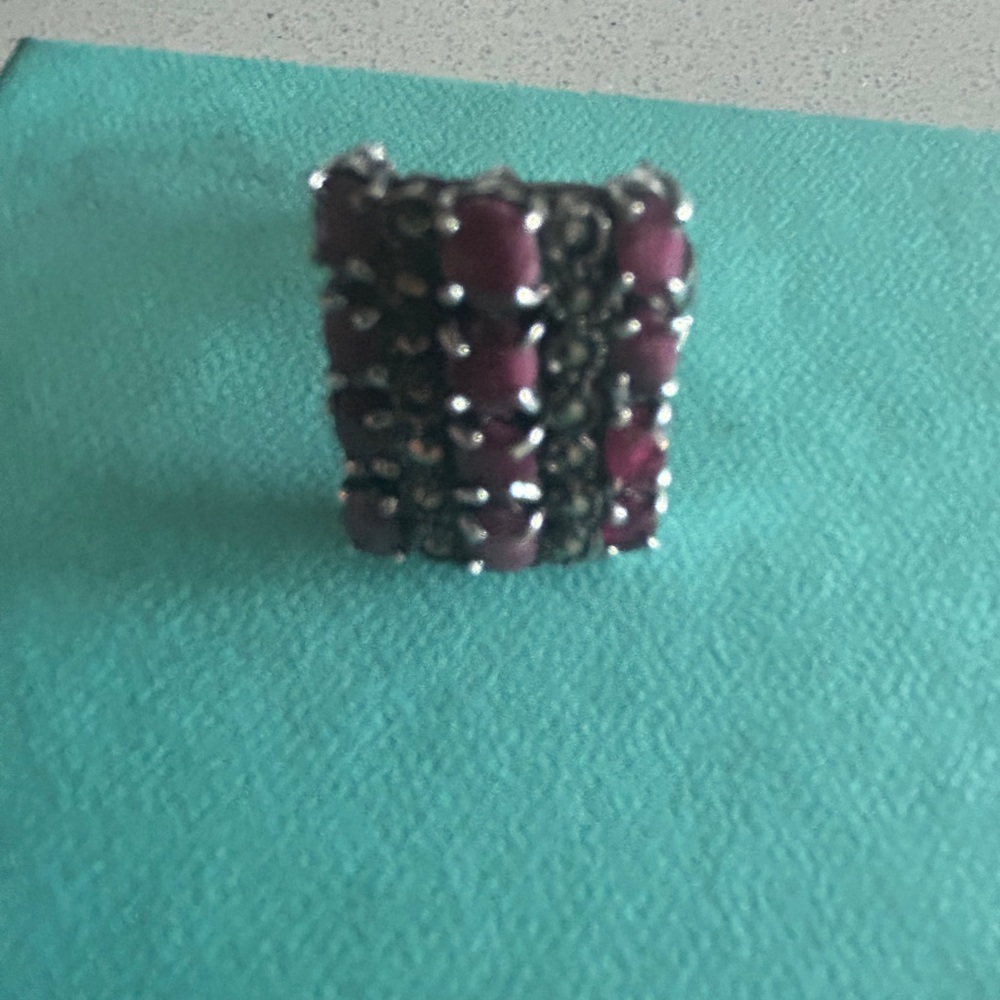 Cluster real Silver and Gemstone Ring